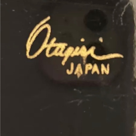 Black Lacquer Otagiri Japan Decorative Seashell Serving Rectangular Tray VNTG - Picture 3 of 5